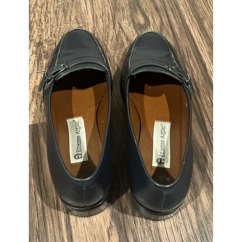 Etienne Aigner Carber Shoes Womens 6.5M Casual Slip On Loafer Navy Leather